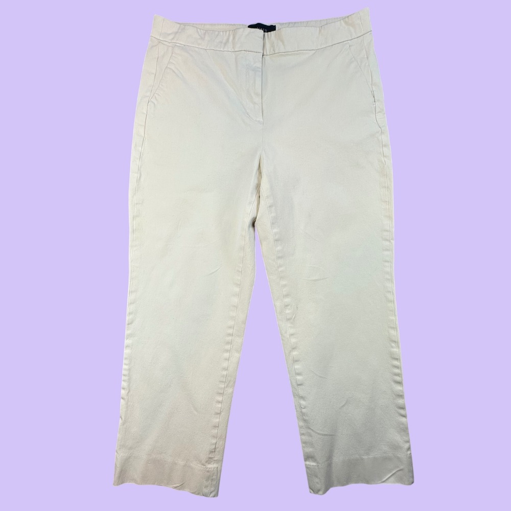 J.Crew Re-Imagined Straight Leg Trousers Khaki Ivory Size 14 Business Casual